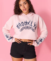 Women Brooklyn Cropped Hoodie - Light Pink