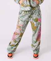 Women Fly High Rhinestone Fleece Pants - Olive Green