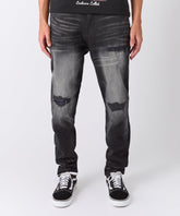 Rip and Repair Washed Denim Jeans - Black