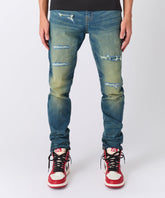 Rip and Repair Denim Jeans - Vintage Blue