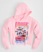 Womens Dodge Racing Crop Hoodie - Pink