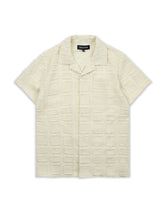 Kids Textured Short Sleeve Button Down Shirt - Cream