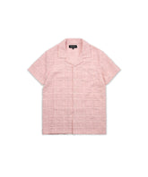 Textured Short Sleeve Button Down Shirt - Light Pink