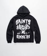 Saint And Sinners Raw Hem Hoodie - Black