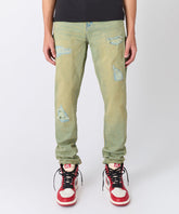 Ripped And Repaired Denim Pants - Vintage Blue