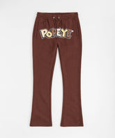Popeye Flare Stacked Sweatpants - Brown