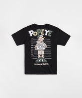 Popeye Mugshot Embroidered Short Sleeve Tee - Black