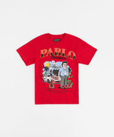 Pablo Cartoon Applique Short Sleeve Tee - Red