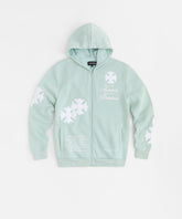 Rebellion Chenille Patched Zip Up Hoodie - Medium Blue