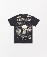 Trouble Applique Short Sleeve Tee - Black