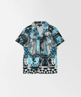 District Linen Texture Short Sleeve Button Down Shirt - Blue