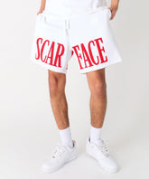 Scarface Fleece Glitter Sugar Print Shorts - White