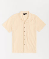Jacquard Knit Short Sleeve Button Down Shirt - Cream