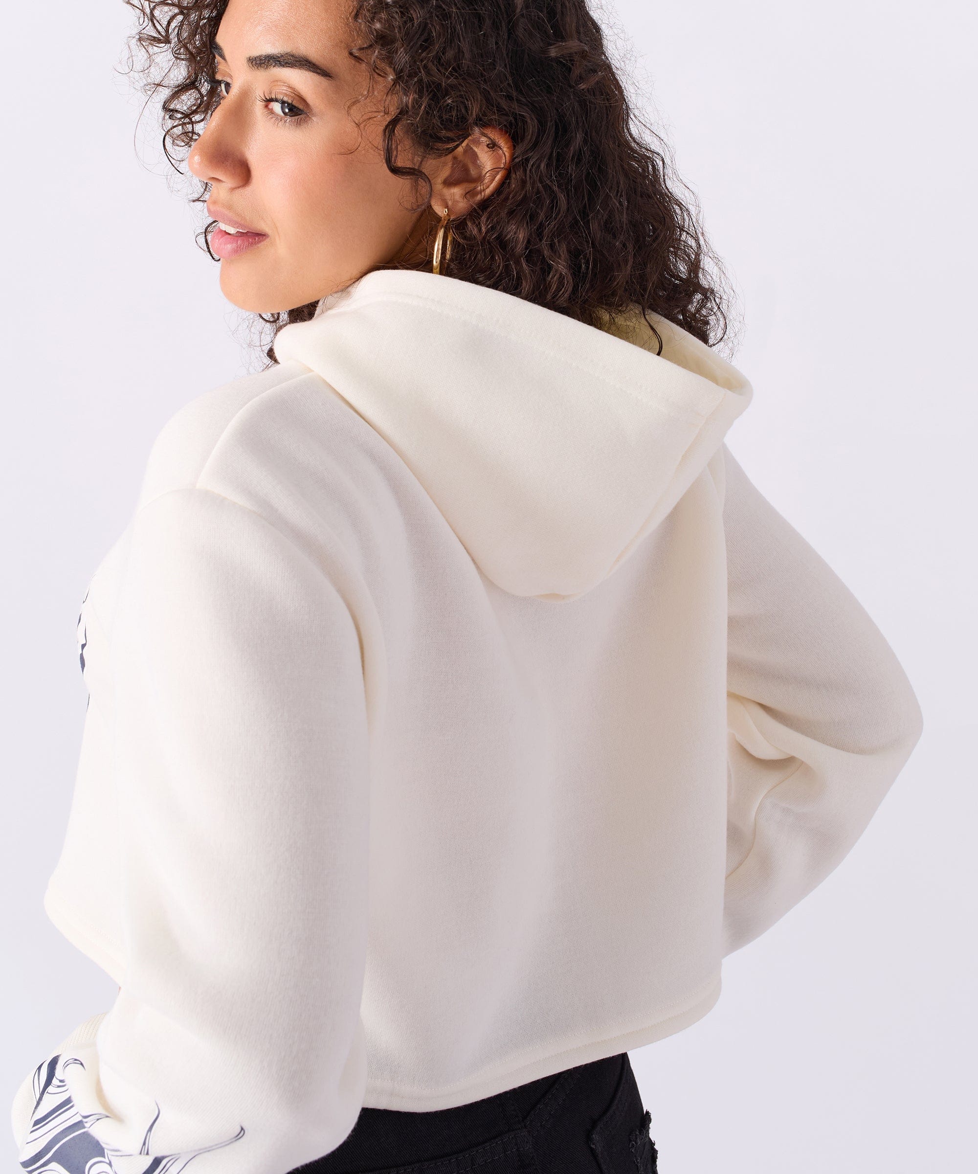 Women Brooklyn Cropped Hoodie - Cream