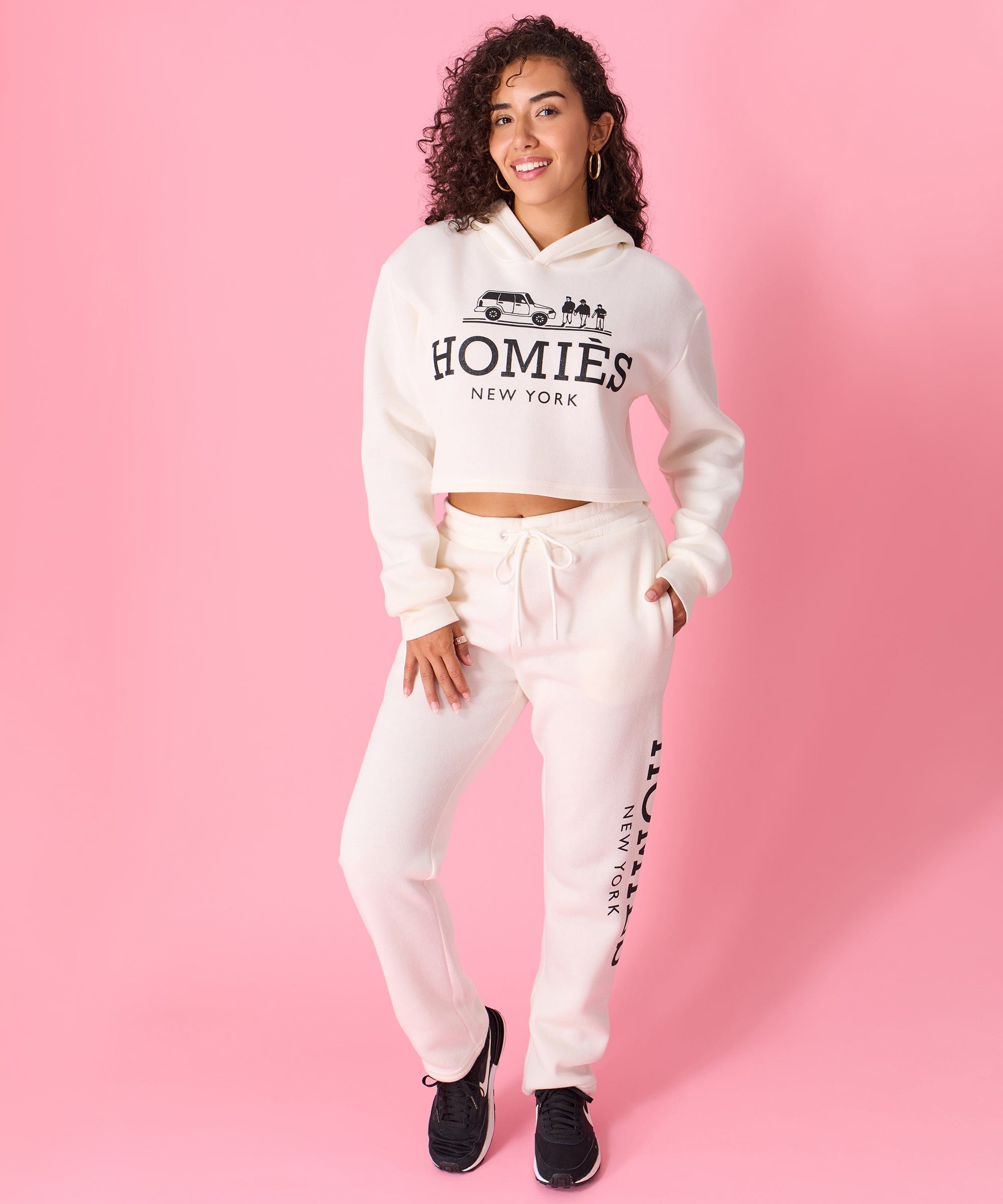 Women Homies Cropped Hoodie - Cream