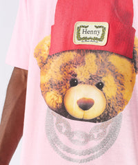 Teddy Rhinestone Short Sleeve Tee - Pink