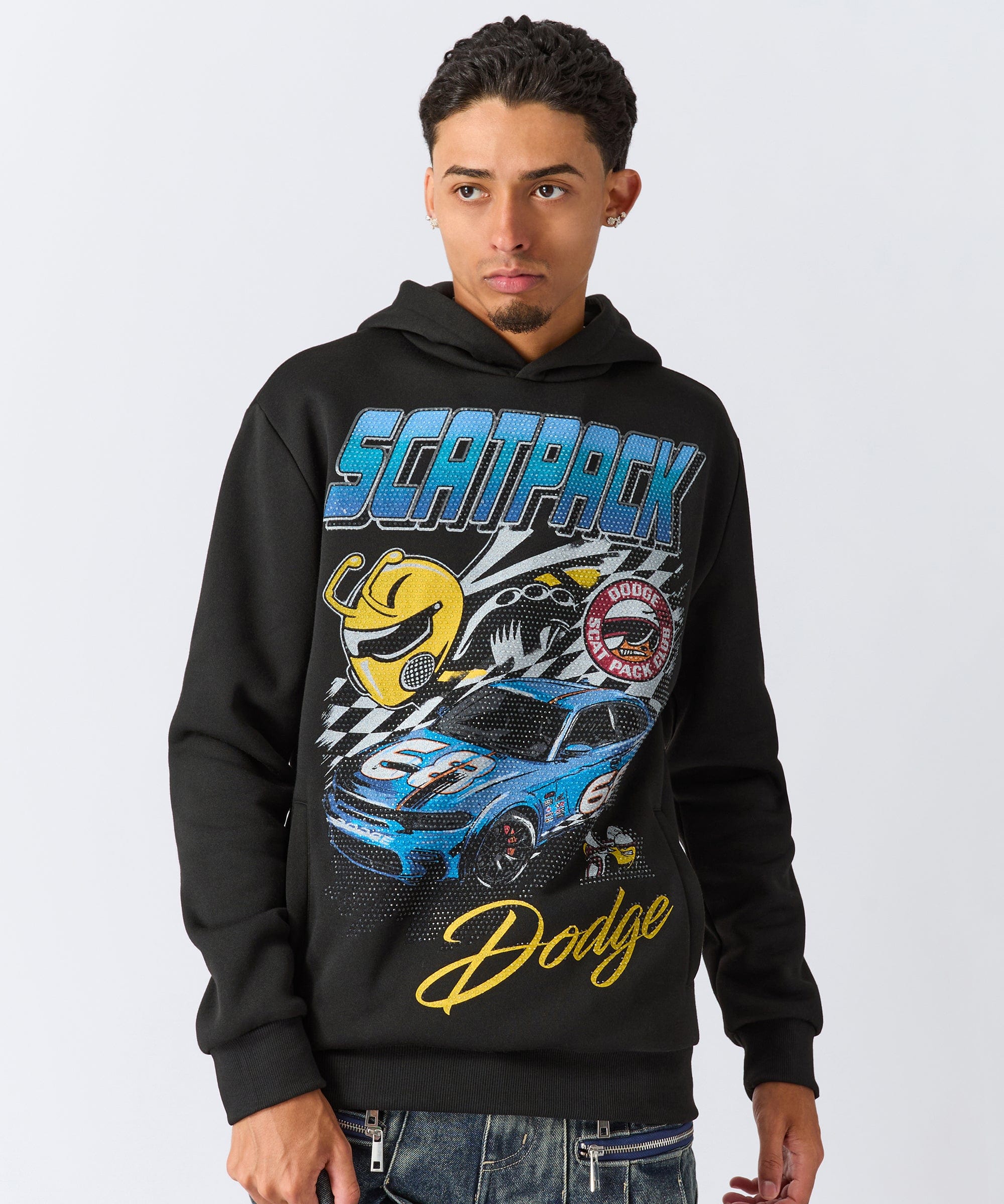 Dodge Scatpack Rhinestone Hoodie - Black