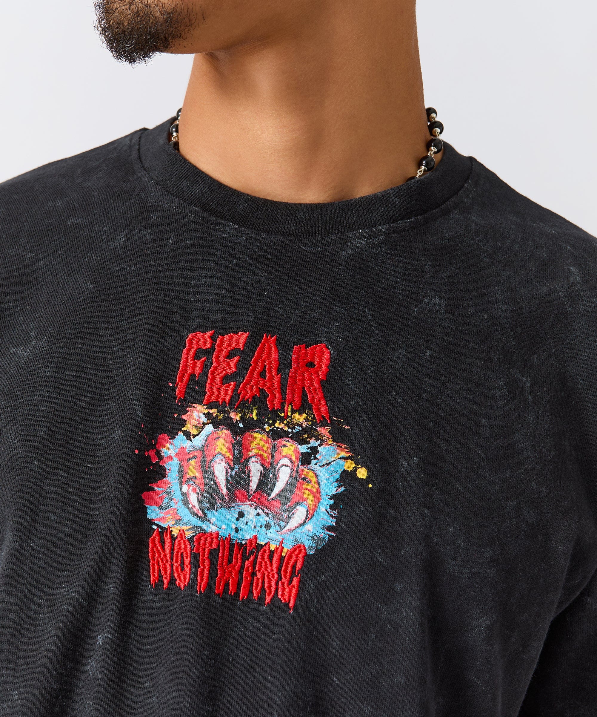 Stay Wild Embroidered Short Sleeve Tee - Charcoal