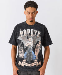 Popeye Ride Fast Short Sleeve Tee - Washed Black
