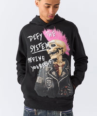 Defy The System Embroidered Hoodie - Black