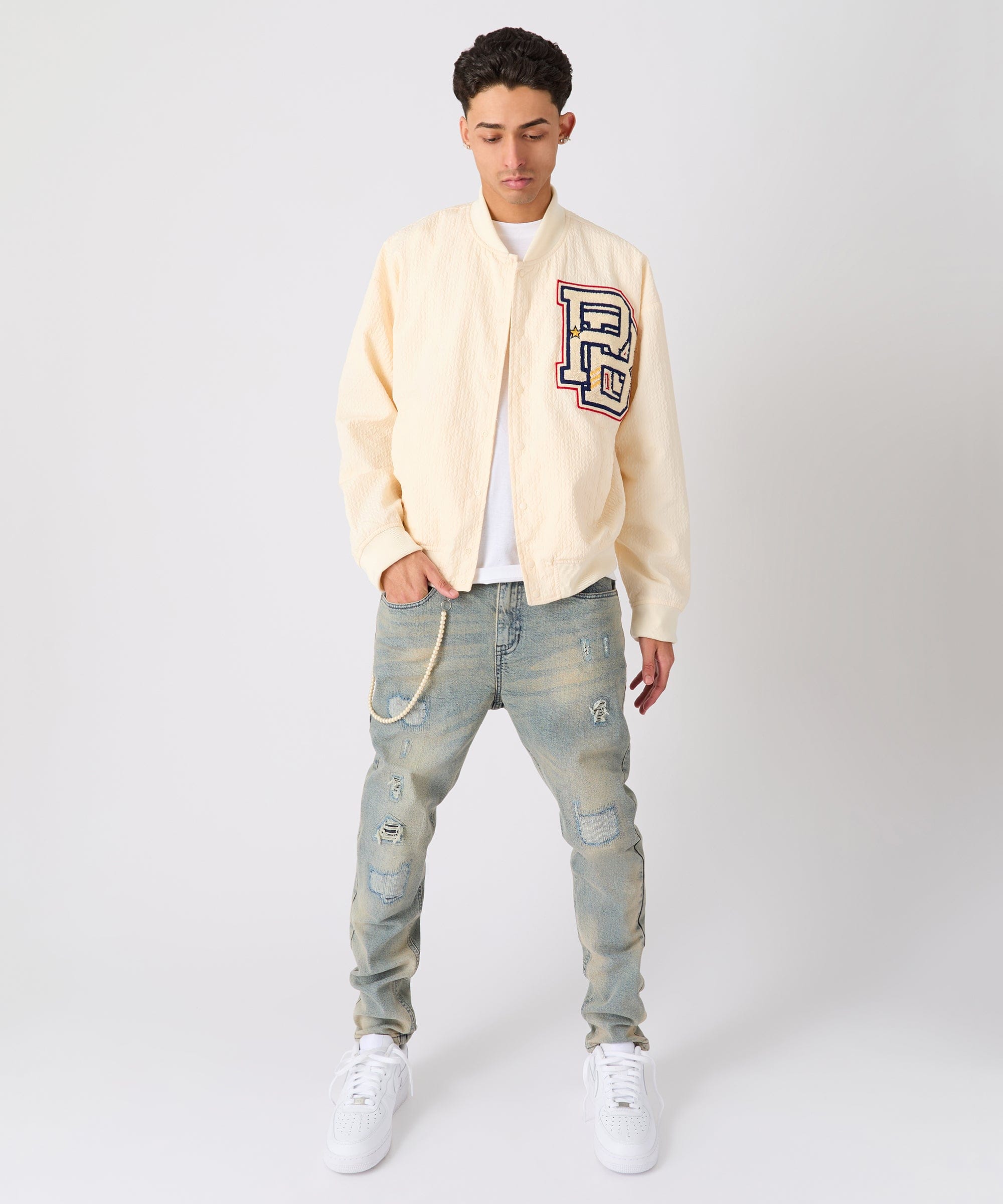 Coaches Reason Chenille Patched Jacket - Cream