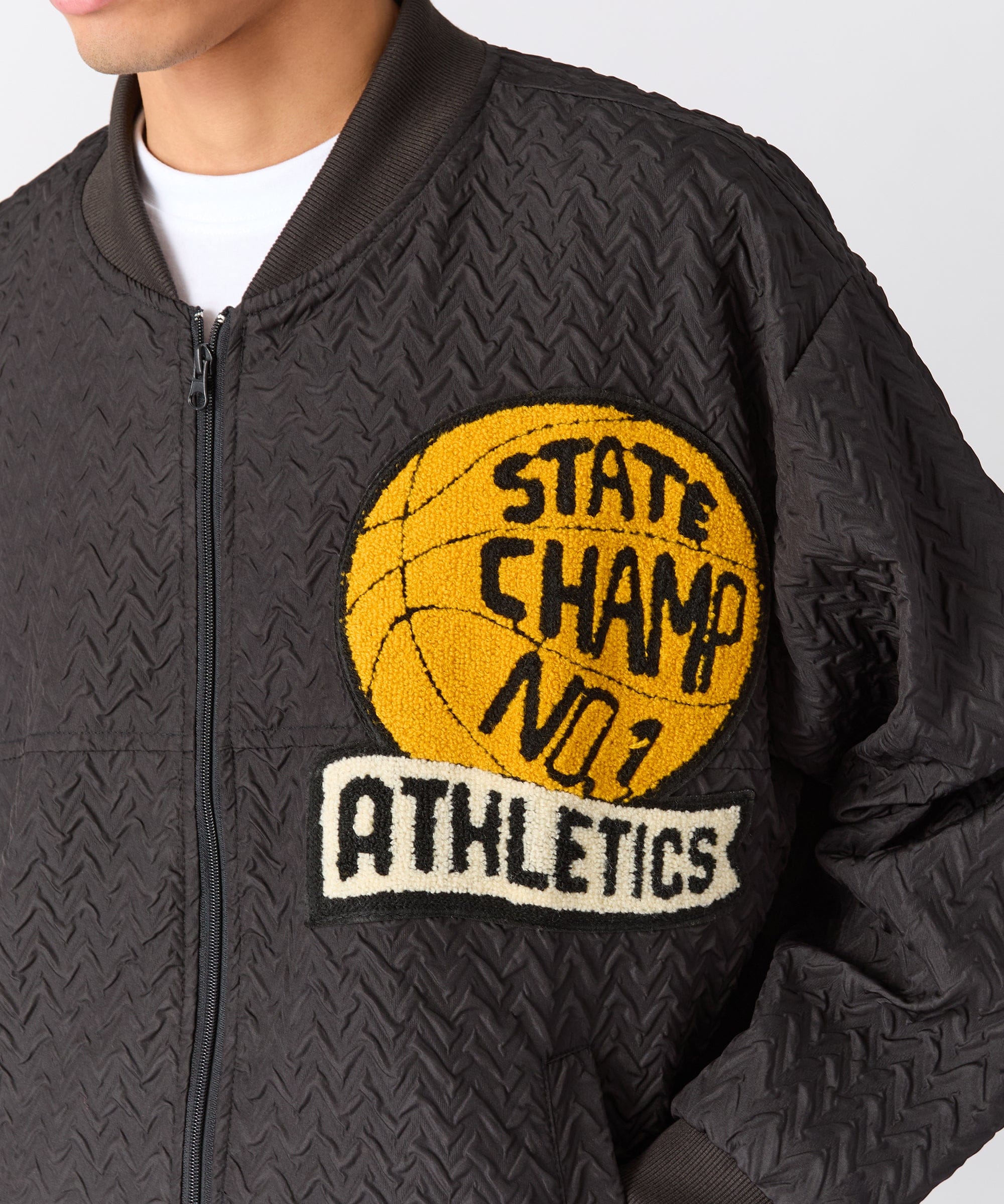 Coaches State Champ Chenille Patched Jacket - Black