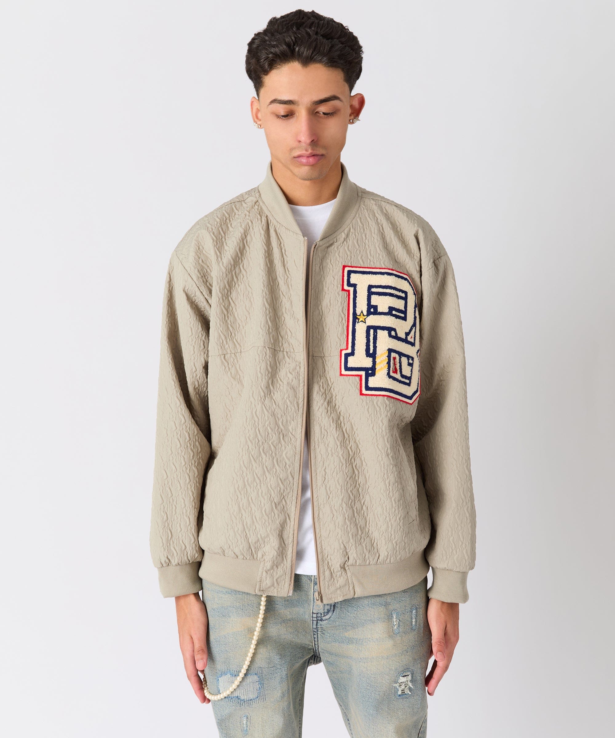 Coaches Chenille Patched Jacket - Light Green