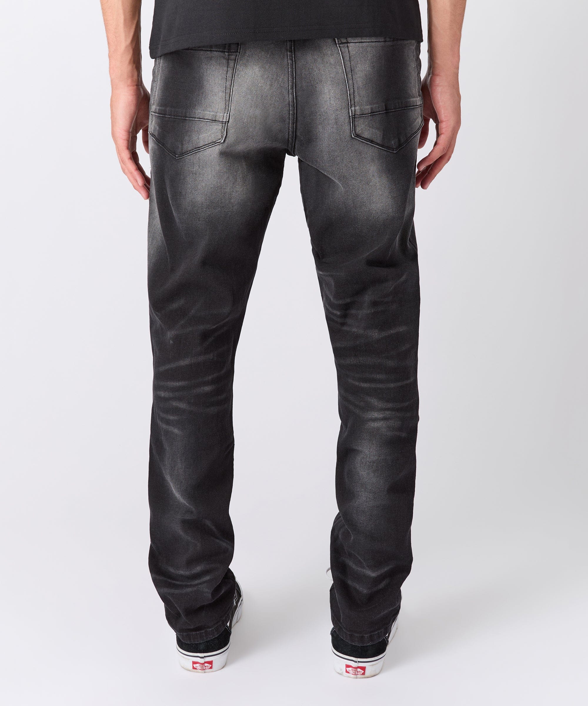 Rip and Repair Washed Denim Jeans - Black