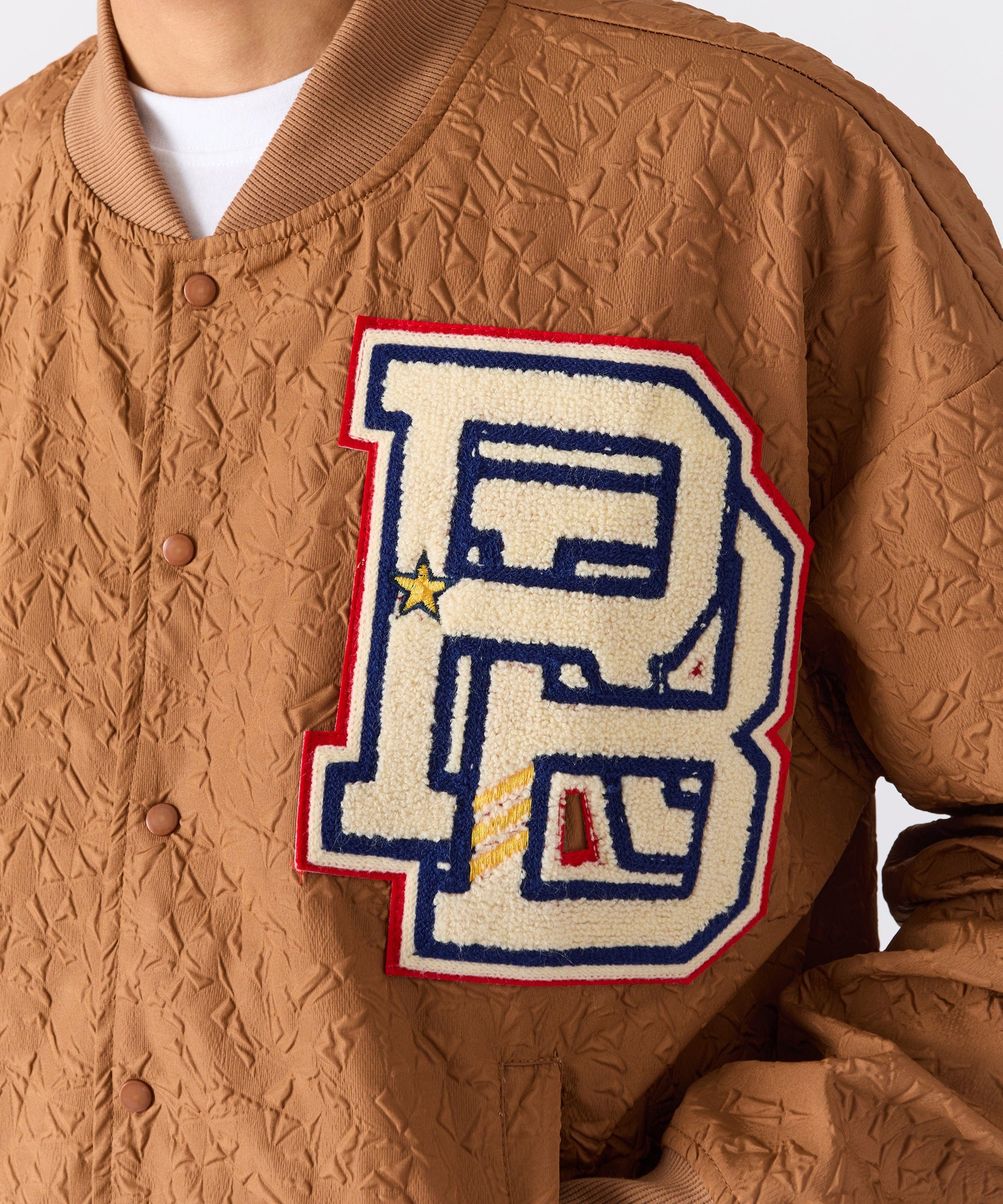 Coaches Reason Chenille Patched Jacket - Brown