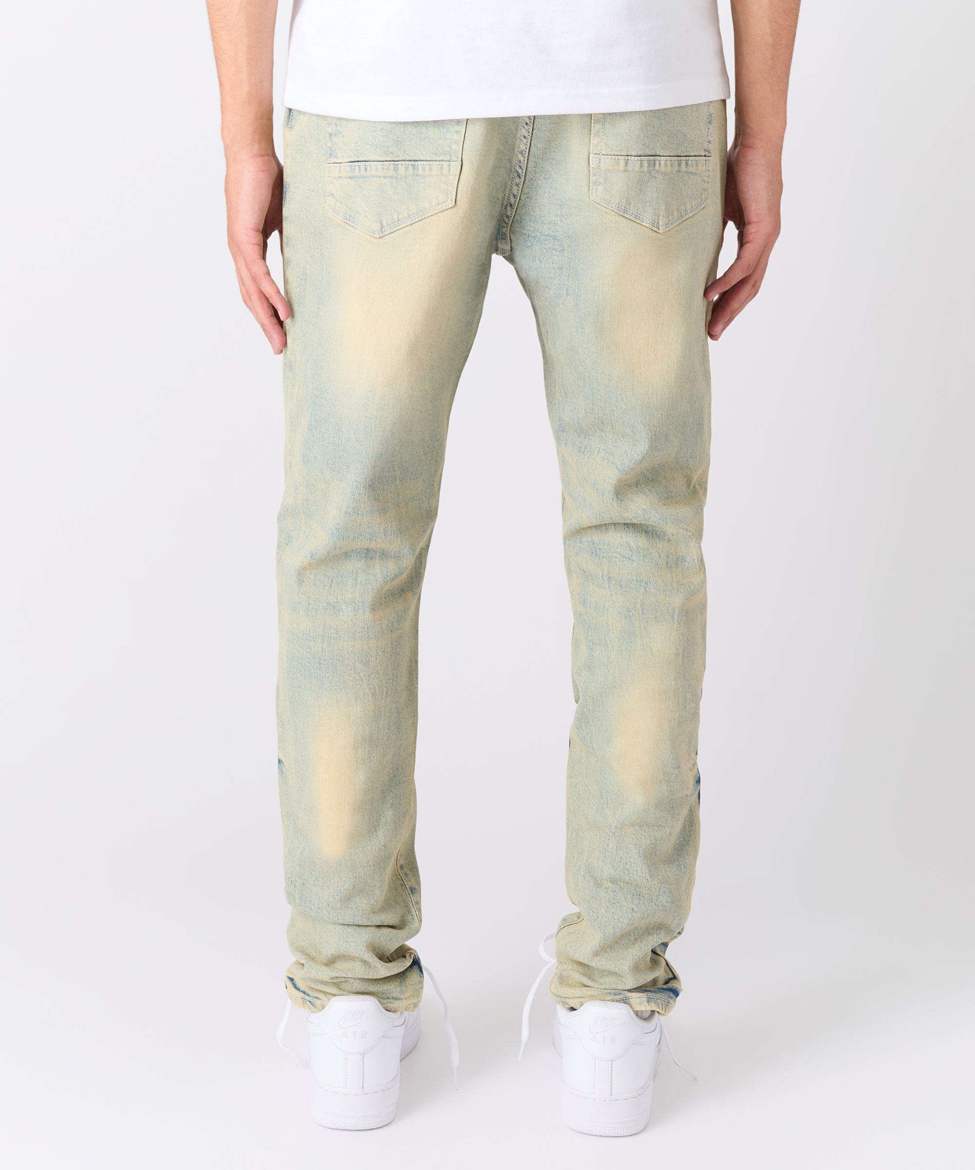 Rip And Repair Washed Denim Jeans - Light Blue