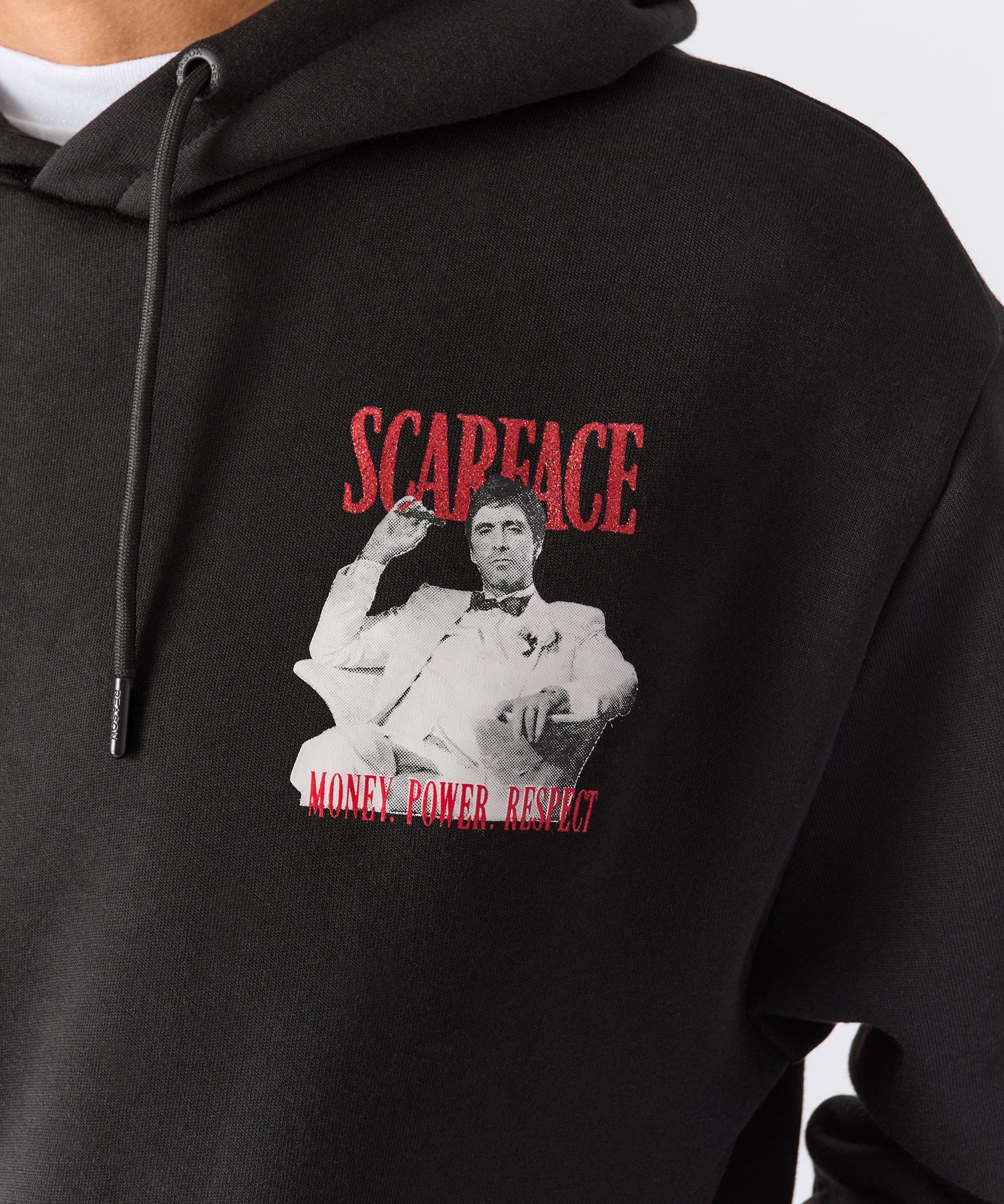 Scarface Tony Glitter Print Hoodie - Black