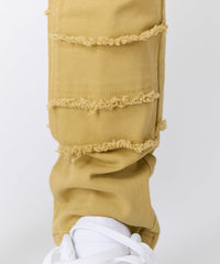 Frayed Denim Jeans - Khaki