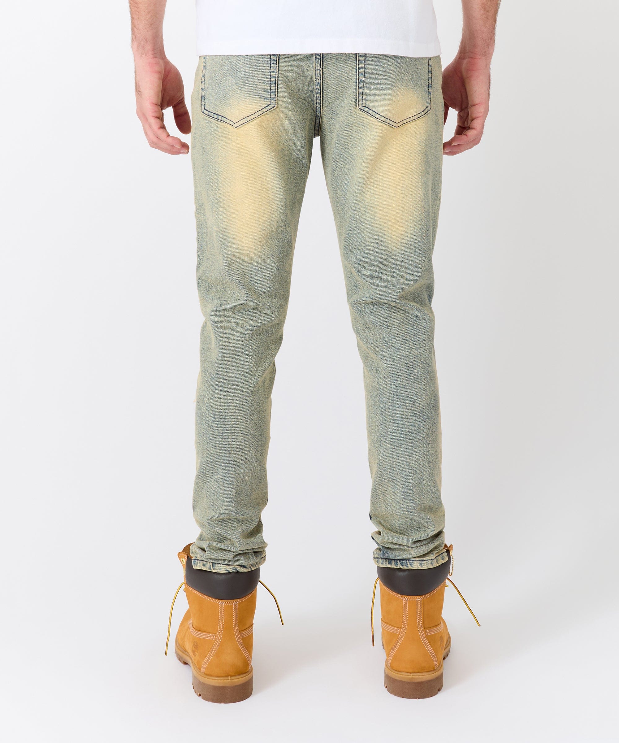 Studded Distress Denim Jeans - Blue