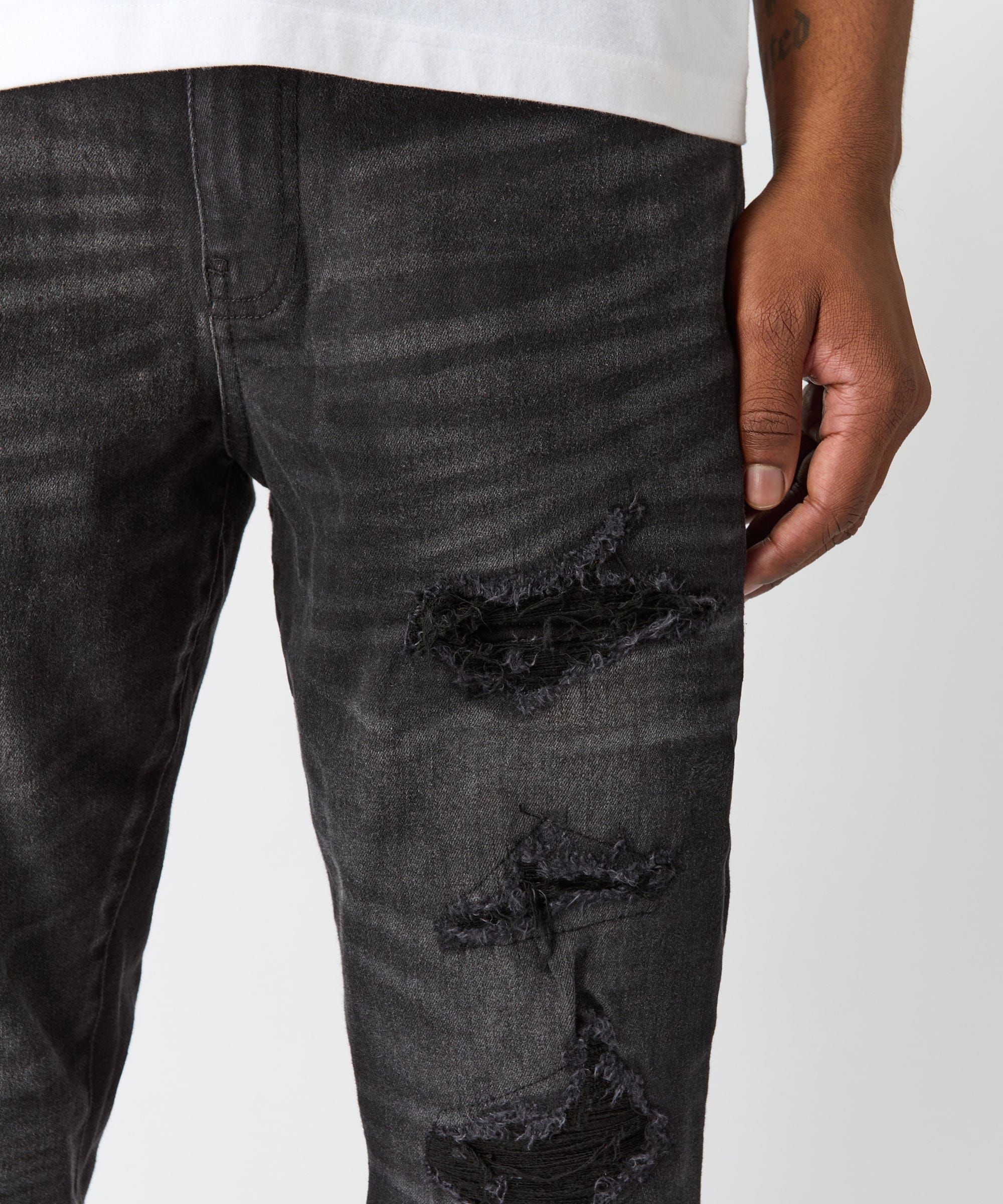 Rip And Repair Denim Jeans - Black