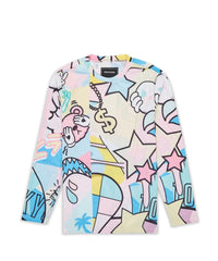 Cartoon Allover Print Long Sleeve Tee