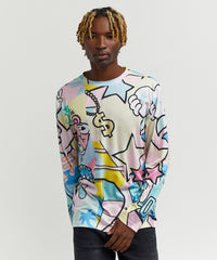 Cartoon Allover Print Long Sleeve Tee
