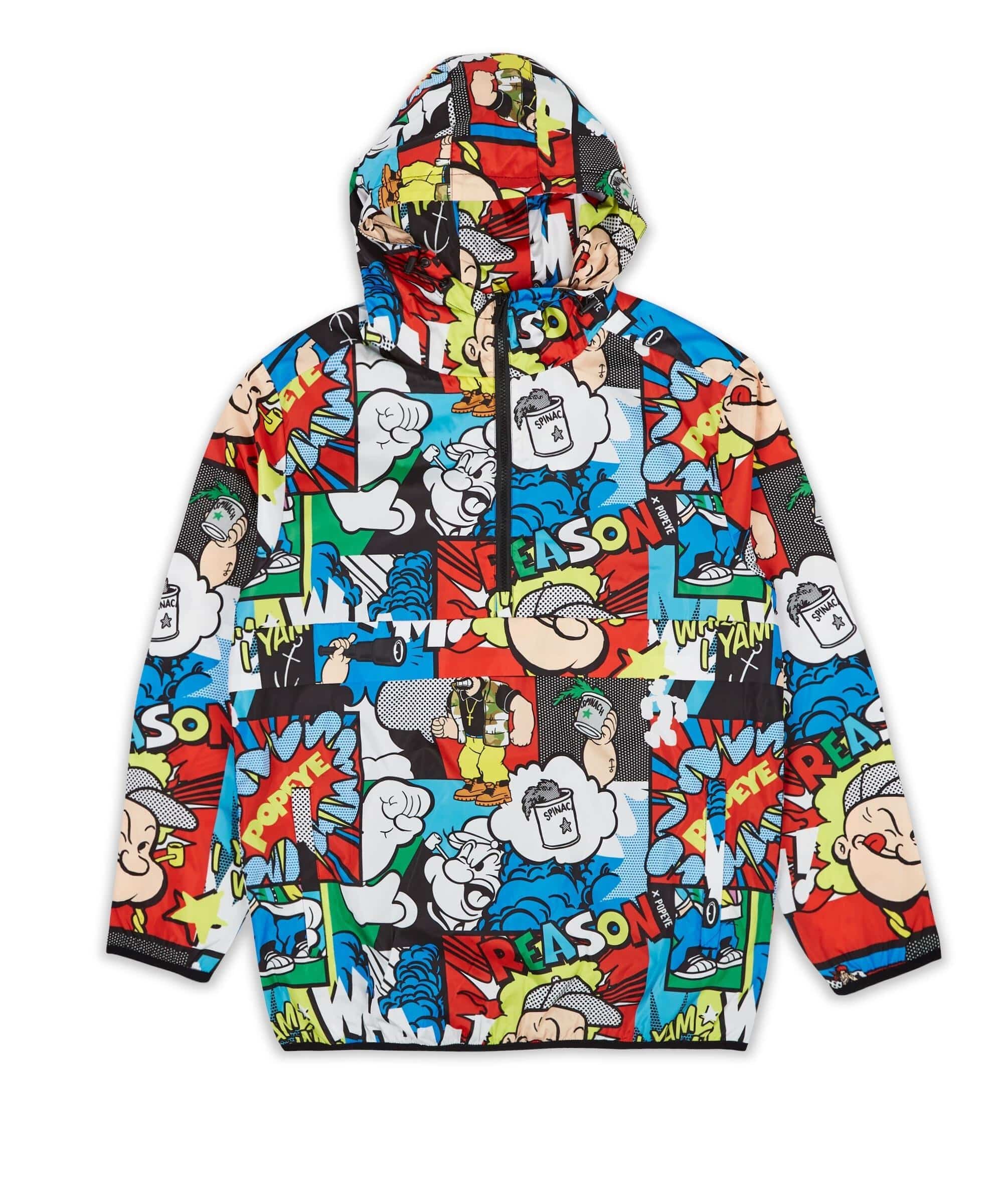 Popeye Half-Zip Allover Comic Print Anorak