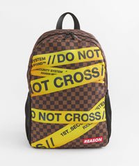 Do Not Cross Checkered Print Backpack