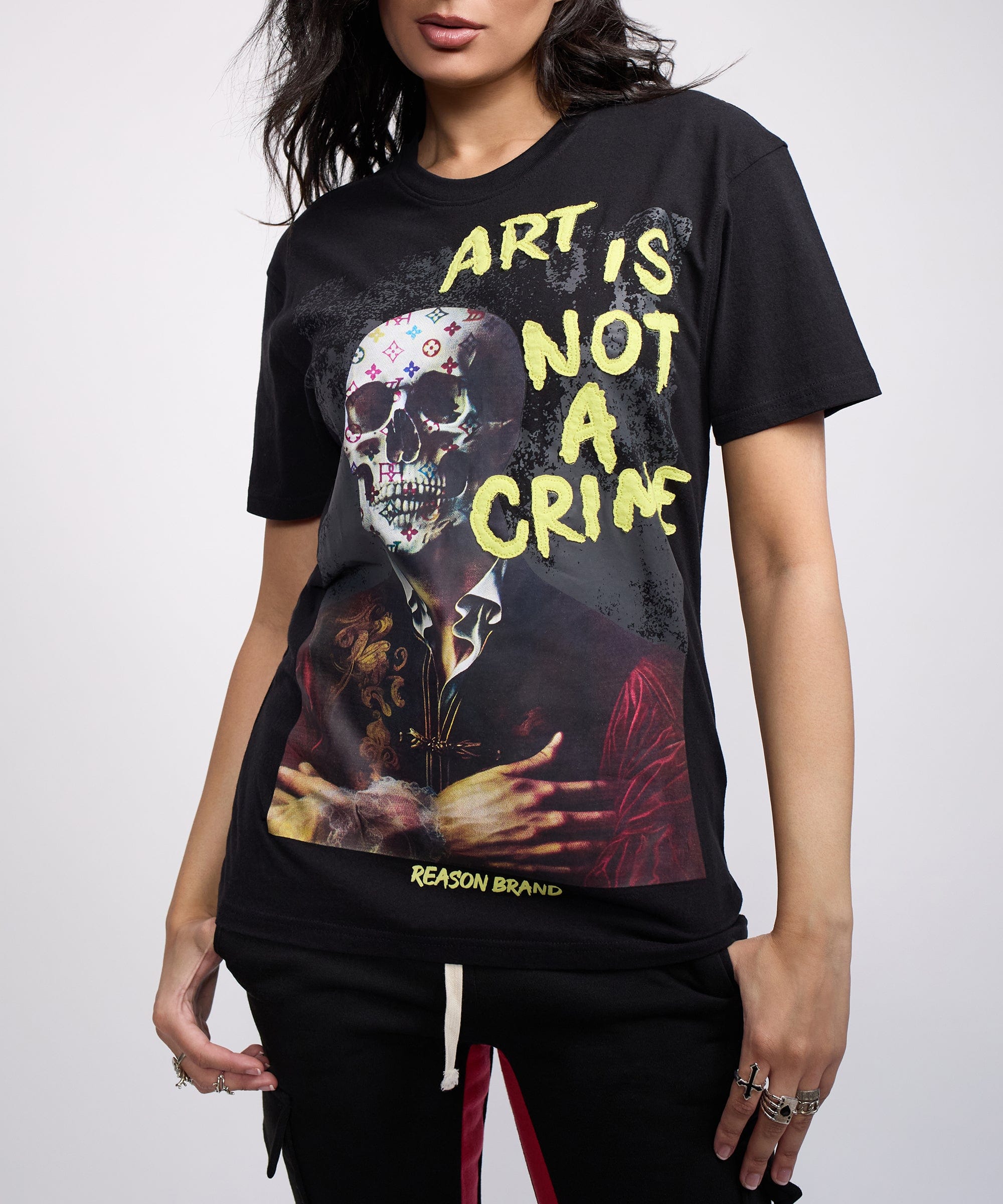 Women Art Is Not A Crime Short Sleeve Tee - Black