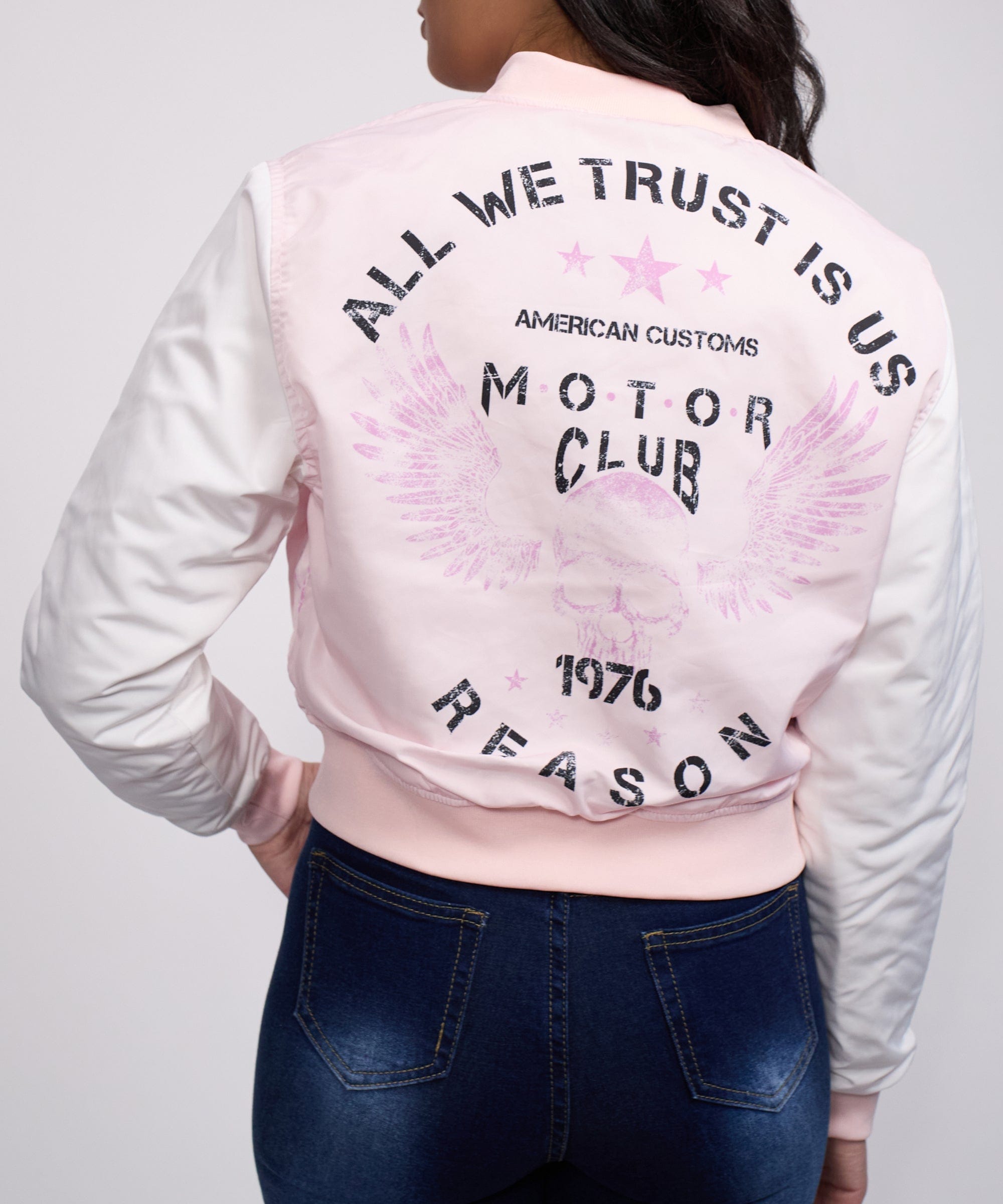 Women All We Trust Varsity Jacket - Cream