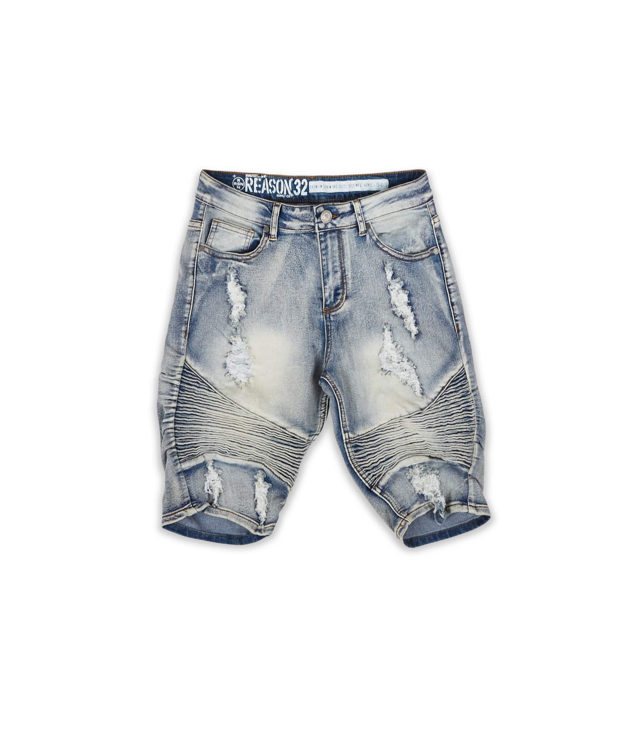 Oliver Light Wash Moto Denim Shorts