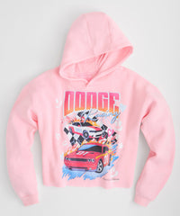 Womens Dodge Racing Crop Hoodie - Pink