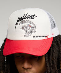 Dodge Demon Embroidery Trucker Hat - White