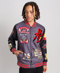 Dodge Hellcat Embroidery Varsity Jacket - Grey