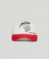 Dodge Demon Embroidery Trucker Hat - White