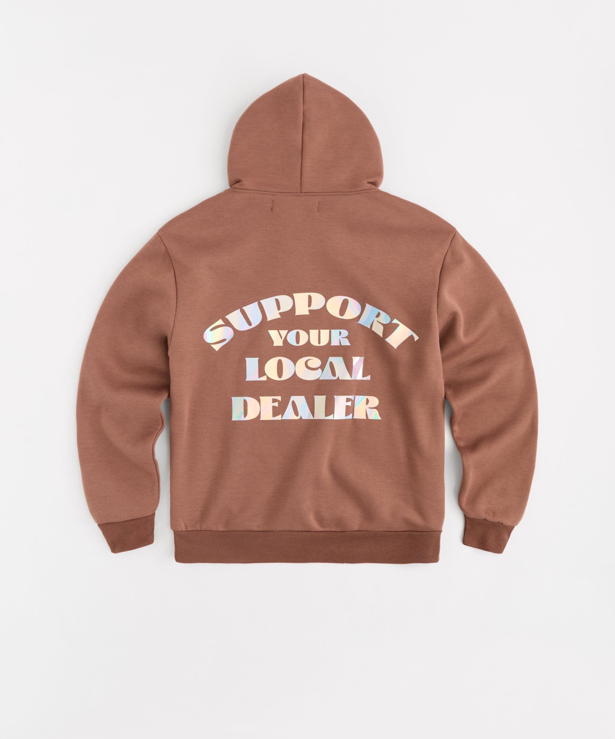Support Local Iridescent Foil Print Hoodie - Brown