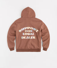 Support Local Iridescent Foil Print Hoodie - Brown