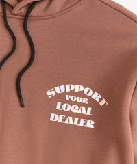 Support Local Iridescent Foil Print Hoodie - Brown