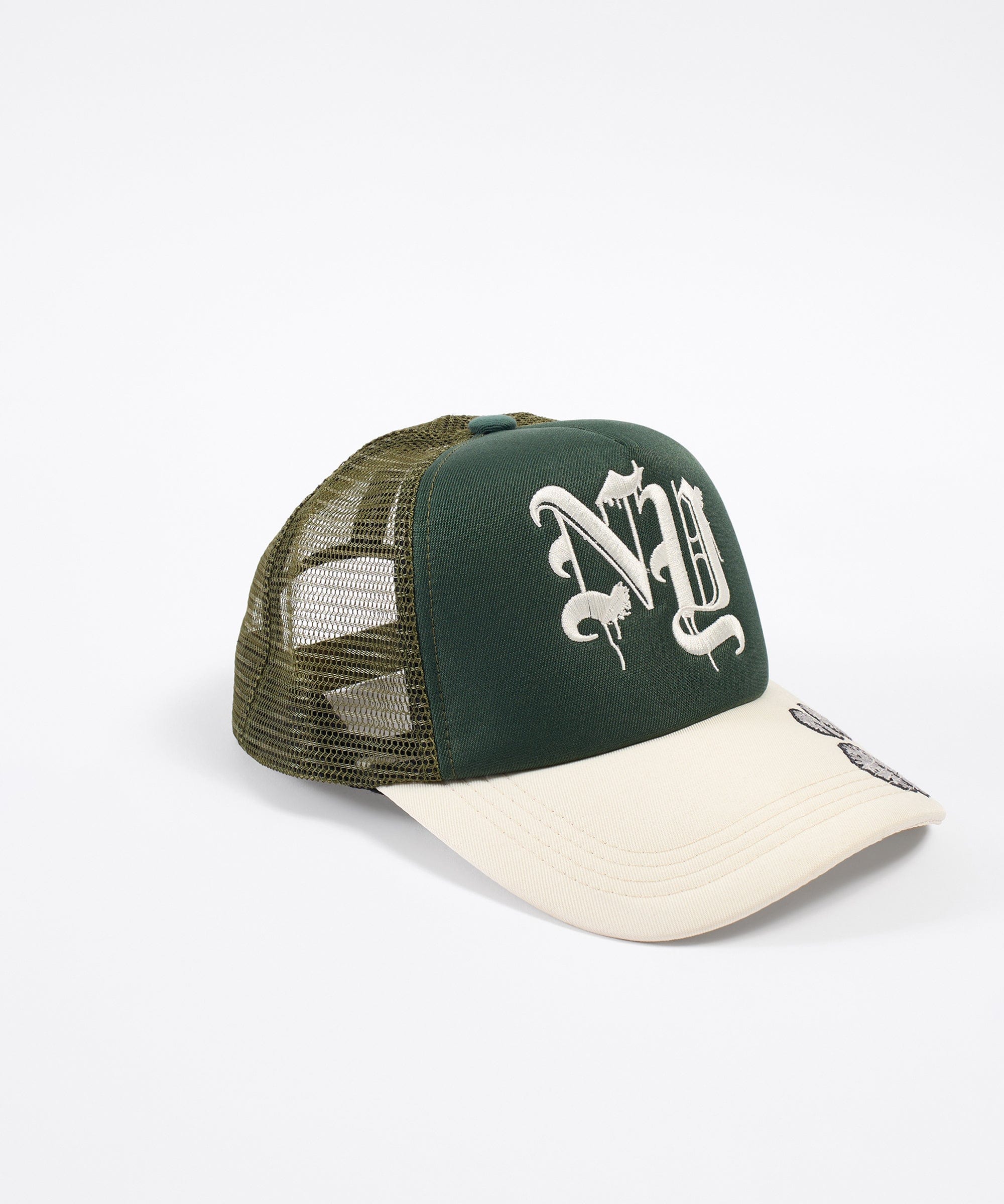 NY Embroidery Trucker Hat - Olive Green