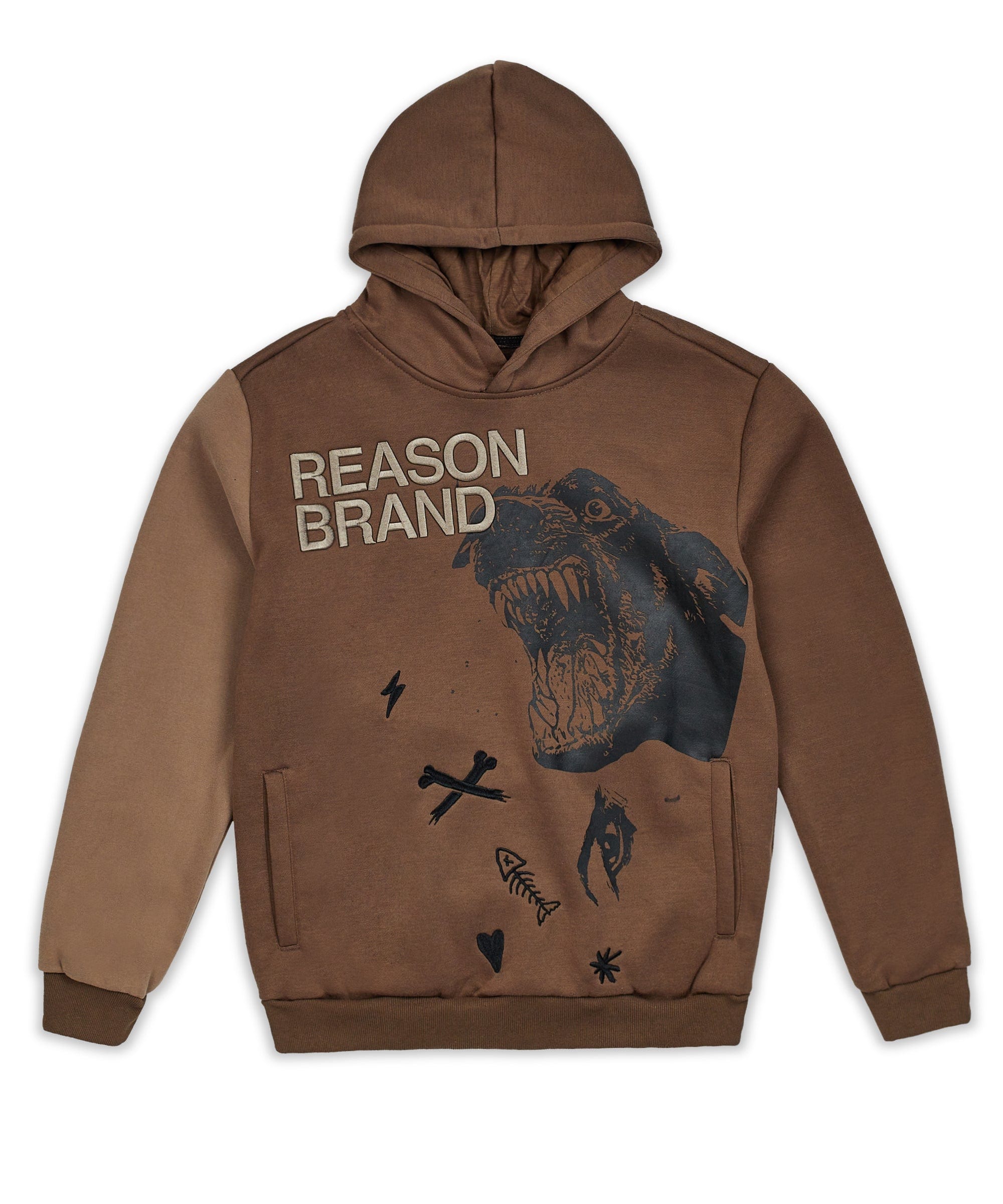 Doberman 3D Embroidery Hoodie - Brown